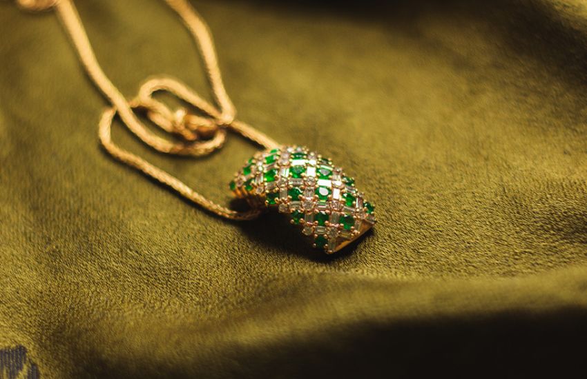 Gold Necklaces with Emeralds and Diamonds